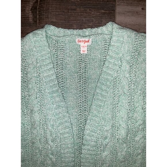 Cat & Jack Girls Open Front Sweater Cardigan Mint Green Soft Knit 10-12 - Picture 3 of 3